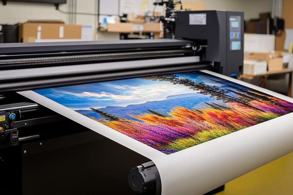 Wide-format printer producing a large full-color print